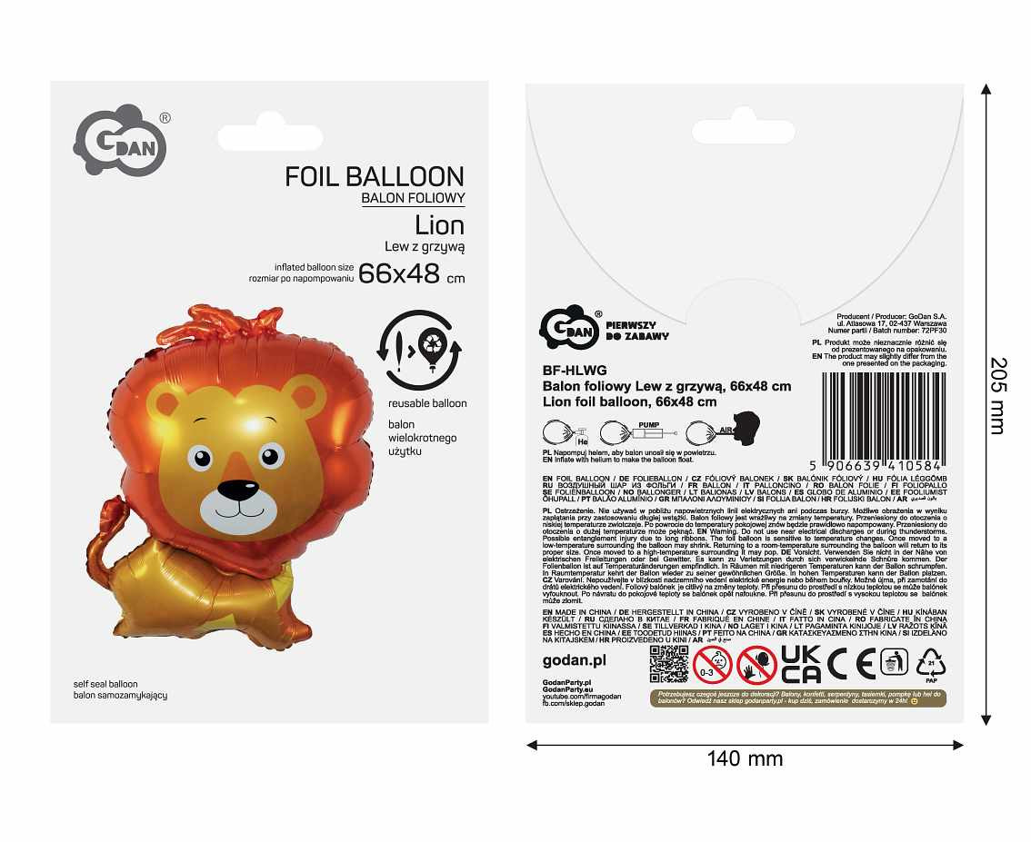 Lionfoil balloon, 66x48 cm